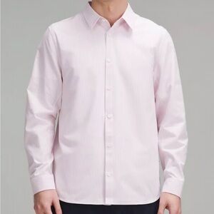 Lululemon New Venture Classic-Fit Long-Sleeve Shirt Inline Stripe Pink XXL